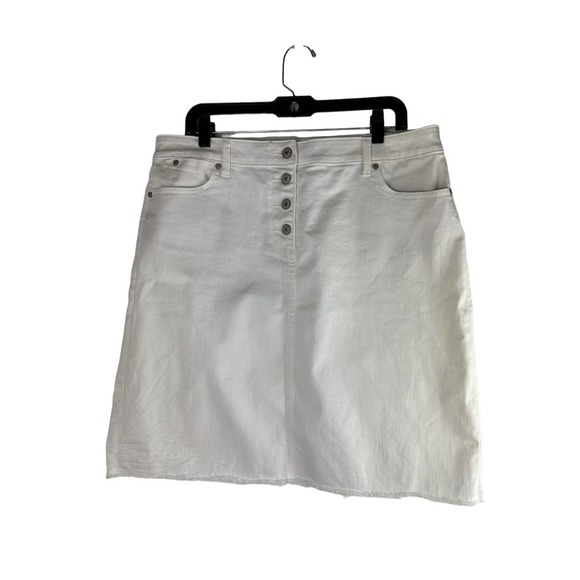 NWT Talbots Denim Pencil Jean Skirt Button Front Raw Hem Plus Size 16 HW7675 - Picture 6 of 7